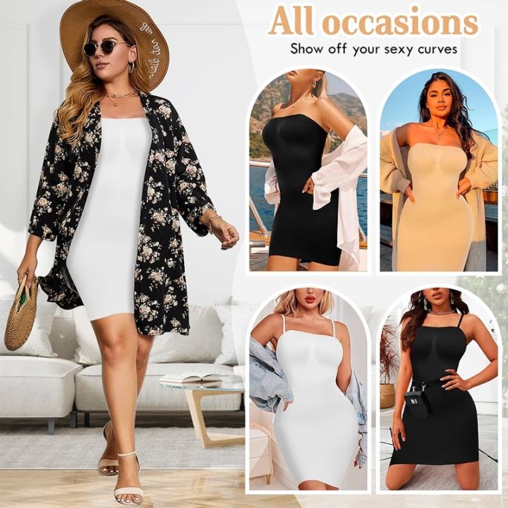Women%20Strapless%20Shapewear%20Slip%20Full%20Slips%20Dress%20Tummy%20Control%20Camisole%20Body%20Shaper%20Under%20Dress%20Seamless%20Corset%20Underwear%20-%20Image%205
