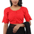 Pure Cotton Chicken Ghoti Hata Sleeves Saree Blouse For Women's. 