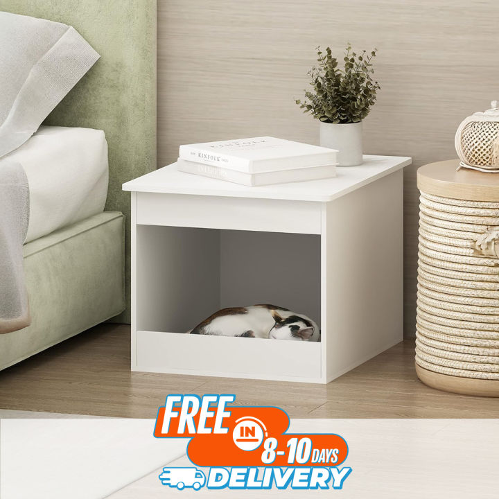 Cat House Cat Condo Side Table, 2-in1 End Table & Cat House, Kitten Hideaway Cave House, Decorative Pet Furniture, Igloo Hideout Hut 20x18