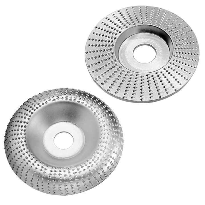 SRIWEN 2 Pcs Angle Grinding Wheels, Woodworking Grinding Rasp Disc, Wood Sanding Disc for Angle Grinder 100mm Arc / 100mm Flat
