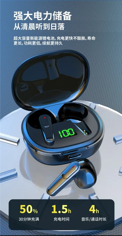 PRO50 digital display bluetooth headset cross-border wireless TWS earphone ENC noise cancelling headset Bluetooth 5.0
