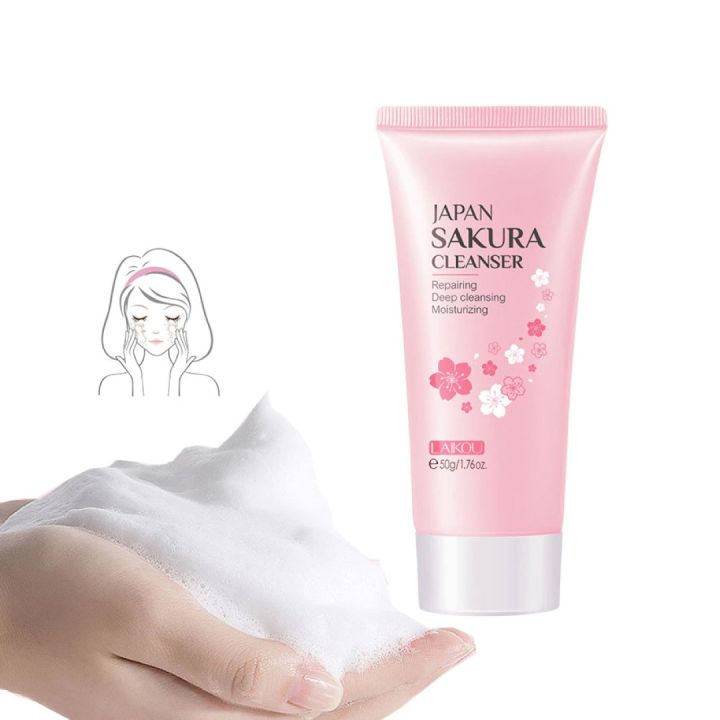 Laikou%20Japan%20Sakura%20Foam%20Cleanser%20Face%20Wash%20Oil%20Control%20Brightening%20Skin%20Care-%2050gm%20-%20Image%204