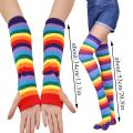 Striped Over the Knee Socks Set Women Girls Stocking Long Socks Arm Sleeve Cover Warm Knee Socks Gloves Christmas Cosplay Casual. 
