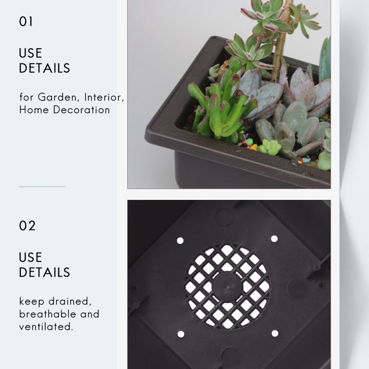 15%20PCS%204.7%20Inch%20Flower%20Pot,%20Square%20Plastic%20Bonsai%20Training%20Pot,%20Flower%20Succulent%20Flower%20Pot%20Container,%20for%20Garden,%20Interior,%20Home%20Decoration%20-%20Image%202