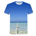Fashion beach vacation casual style men women kids T shirts 3D printed ocean pattern breathable lightweight summer sports tops.