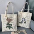 Copyright canvas bag women's single shoulder summer literature simple retro illustration flower large capacity student class bag. 