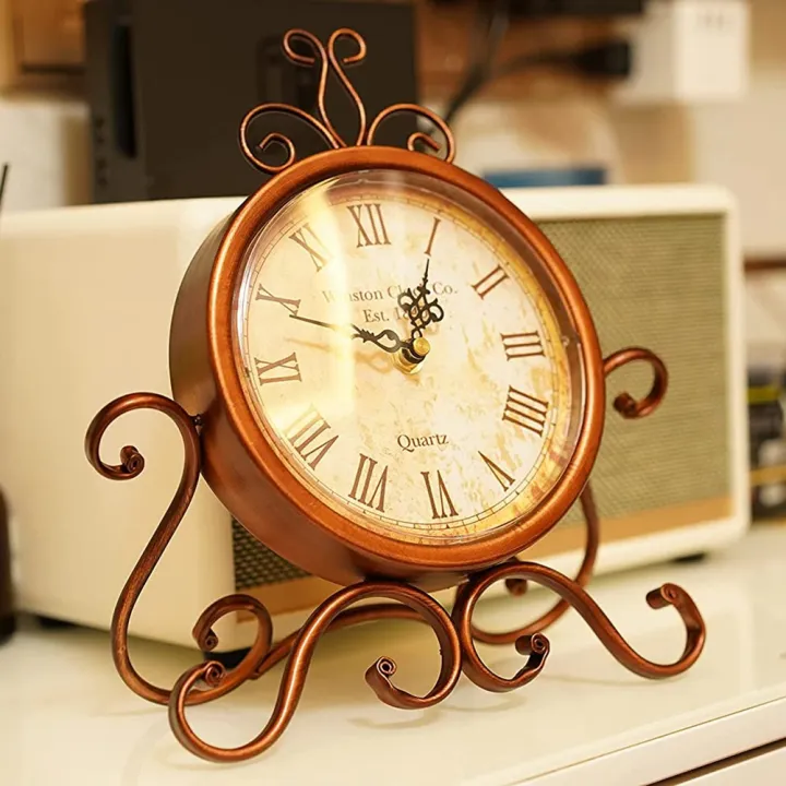 JAERBEE%20Vintage%20Table%20Clock%20Antique%20Mantel%20Clock%20Battery%20Operated%20Non-Ticking%20Retro%20Clock%20Small%20Desk%20Clock%20for%20Home%20-%20Image%203
