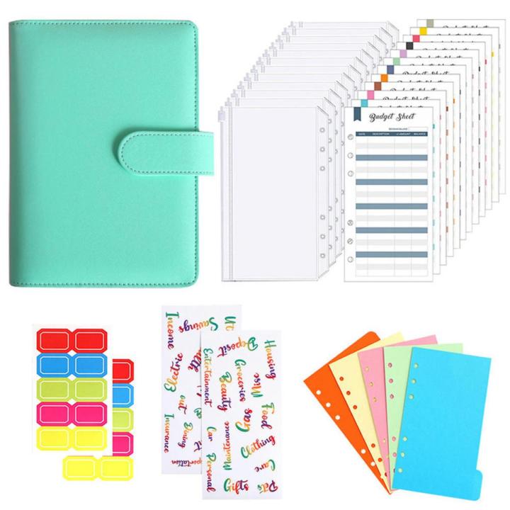 Sticker Labels For Money Envelopes Money Management Binder PU Leather Notebook Cover A6 Budget Planner Binder A6 Binder Pockets