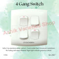 Dosen 4 Gang Switch- VP Series, 10A-250V~ White Color, Heat & Fire resistant, Safe & Gorgious.