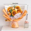 Finished Crochet Flowers Bouquet Handmade SunFlower Bouquet Valentines Gift Wedding Decor Knitted Flower Bouquet with Gift Bag.