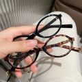 Y2K Leopard Small Frame Glasses Oval Women Girls Retro Anti Blue Light Eyewear Glass Computer Reading Eyeglasses Decorative.