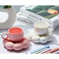Simple Sunflower Coffee Mug Set Office Home Macaroon Series Coffee Ceramic Cups and Saucers Pink Pearl White Creative Cute Cup. 