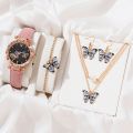 5pcs Fashion Butterfly Quartz Watch Leisure Business Versatile Earrings necklaces bracelets Watches for Women's Girl（No Box）. 