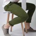 Slim-Fit Chino Gabardine Pants - Olive. 