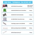 Durable DIN Rail Terminal Blocks Kit Terminal+Ground Blocks+Aluminum Rail+End Brackets+End Covers+Jumpers Kits.