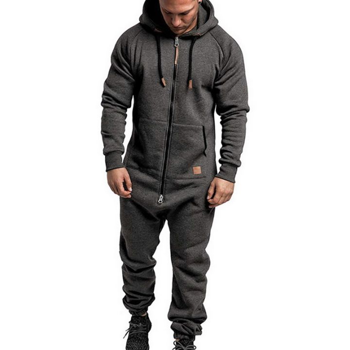 Mens Onesie Jumpsuit Pajamas Long Sleeve Sweatpants Pure