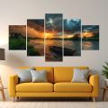 5 Part Wallboard 1 Set Wall Canvas Art Ready to Hang for Living Room or Bedroom Home Decoration On Wall Canvas Painting. 