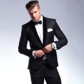 Fashion Men Suits Black Classic Shawl Lapel Single Button Blazer Business Casual Wedding Groom Tuxedo 2 Piece Male Suit Slim Fit. 