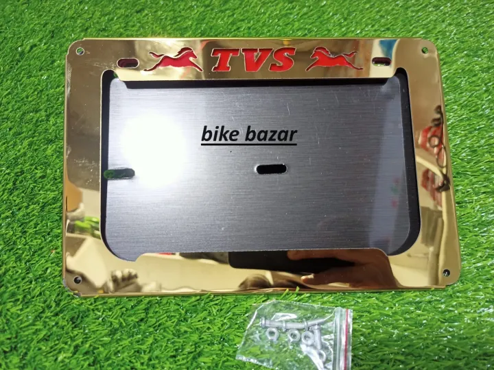 TVS License Plate Frame 2 part golden colour for All tvs Motorcycle