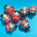 Round Shape 3A/125V SPST Red Panel Mounting Momentary 2 Pin Push Button Switch. 