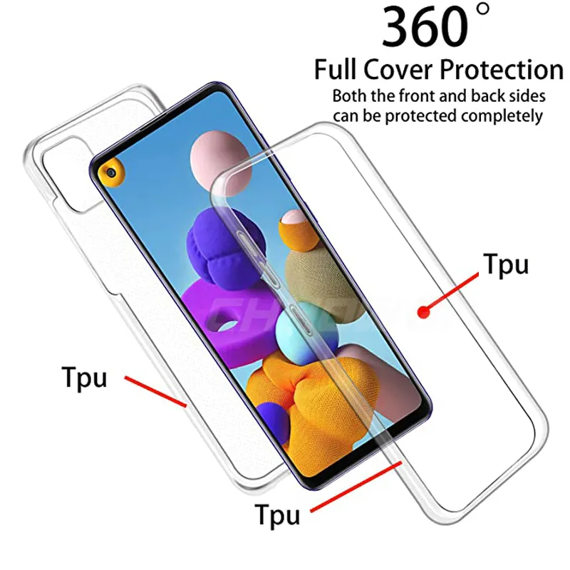 For Samsung A21S Case 360 Double Soft Silicone Phone Cases For - Main Image