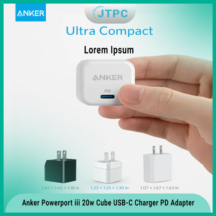 Anker Powerport III 20W Cube USB-C Charger PD Adapter (Adapter only)