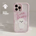 Sroof Case For iPhone 11 12 13 14 15 16 Pro Max Korean Girls Pink Cute Puppy Shockproof Silicone Soft Phone Case Back Cover.