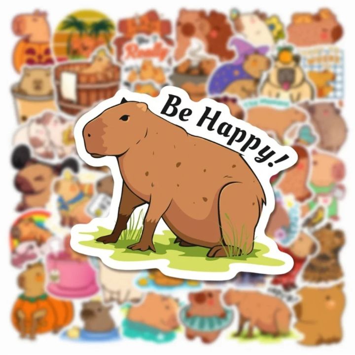 10/30/50PCS%20New%20DIY%20Capybara%20Animal%20Sticker%20Cartoon%20Creative%20Anime%20iPad%20Desk%20Luggage%20Guitar%20Car%20Decoration%20Waterproof%20Wholesale%20-%20Image%202