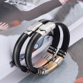 Fashion Stainless Steel Bracelet Men Wrist Band Adjustable Black Link Punk Hiphop Wristband Stylish Casual Bangle Gift. 