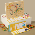 Kid Geoboard Wooden Montessori Education Mathematical Manipulative Block Geometric Pegboard Hand-On Ability Puzzle Sensory Toy. 
