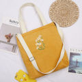Little daisy corduroy women's single shoulder canvas bag Literature and art student make-up bag casual college style crossbody shopping bag.