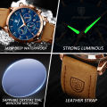 POEDAGAR Men Quartz Watch Luxury Sports Waterproof Chronograph Luminous Date Man Wristwatch Business Leather Men's Watches Clock. 