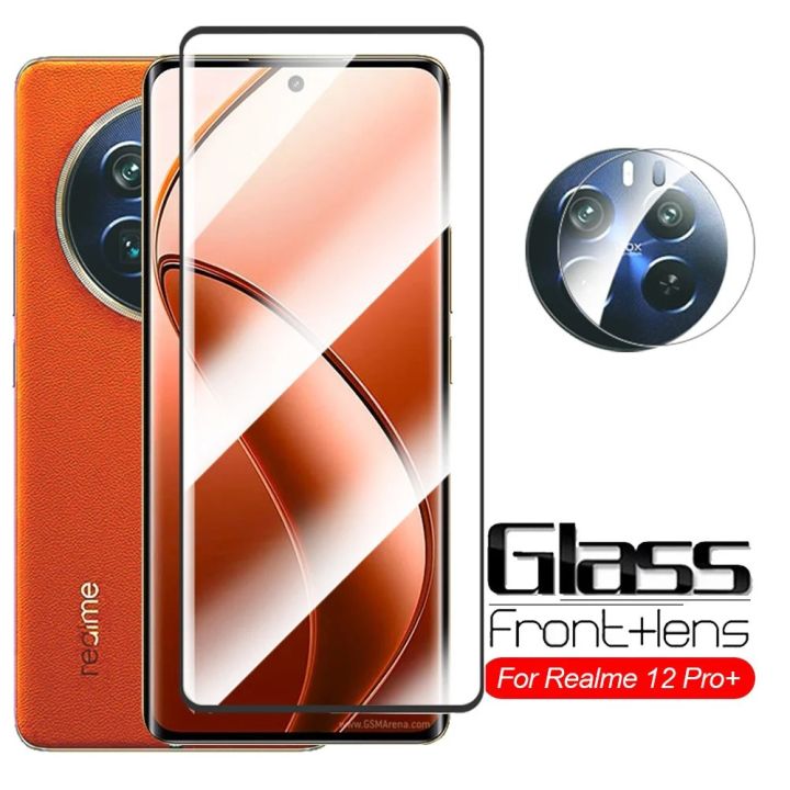 (New) for realme 12 pro/12 Pro plus 5g 2in1 tempered glass camera film for realmi 12pro 12 pro curved black edge tempered film