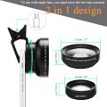 【happy one】2 Functions Phone Lens 0.45X Wide Angle Len & 12.5X Macro HD Camera Lens Universal For IPhone Android Phone.