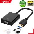 HXSJ HW-1503 USB3.0 to HDMI Adapter 1080P 60HZ HD Audio Video Adapter Converter Cable High Speed 5 Gbps for Windows 7/8/10 PC. 