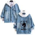 Anime Attack on Titan Denim Jacket Shingeki no Kyojin Cosplay Jeans Coats en Jaeger Cartoon Hooded Jackets Tops.