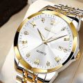 Olev,es Luxurious Formal Fashionable Look Cutting Edge Glass Day and Date Facilities Stainless Steel Chain Strap Men's Watch.