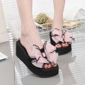 Women Bow Summer Sandals Slipper Indoor Outdoor Beach Shoes Summer Women's Shoes Flip Flops on The Platform. 