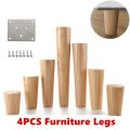 4Pc Height 6-30cm Solid Wood Furniture Legs With Connector And Screw Inclined Cone Sofa Bed Cabinet Table Chair Replacement Feet. 