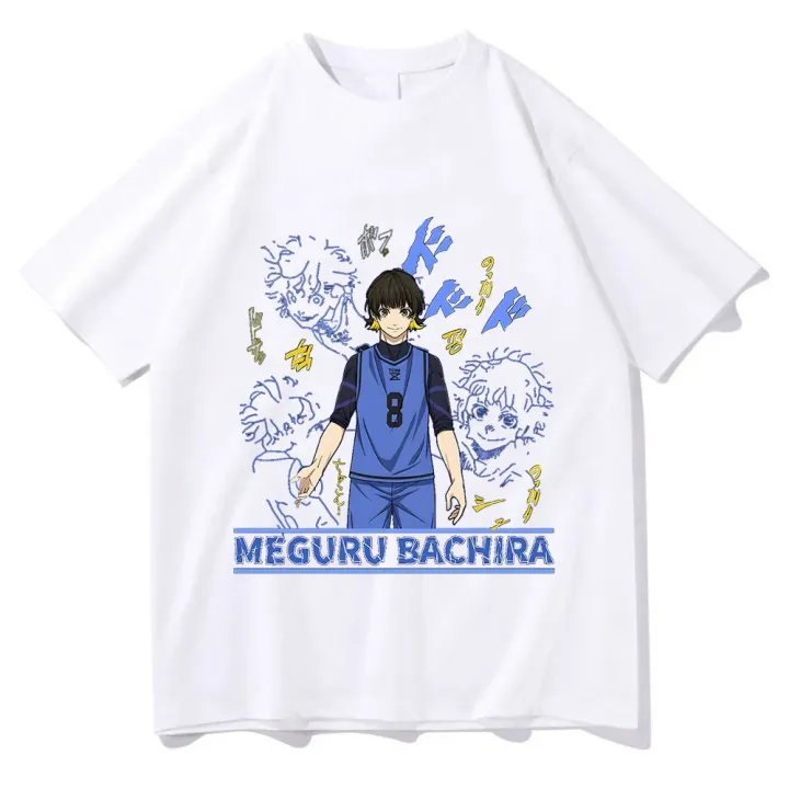 Blue Lock Football MEGURU BACHIRA Cartoon Dzirts Women/men 100% Cotton High Quality T Shirts Fashion T-shirts Short Sleeve Soft