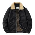 Autumn Winter Suede Jacket Fleece Men Luxury Fur Collar Leather Jacket Coat Male Thicken Warm Bomber Jacket Windbreaker Parkas. 