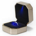 Square Velvet Wedding Ring Case Jewelry Gift Box with LED Light for Proposal Engagement Wedding Luxury Ring Box.