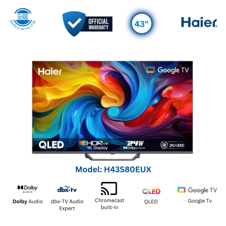 HAIER 43" Smart QLED 4K Google TV | H43S80EUX