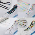 Flat Shoelaces Rainbow Colour Shoe Laces Casual Canvas Shoes Colorful Shoelace Print Gradient Suitable For All Unisex 1 Pair.