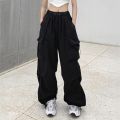 Y2K Women Streetwear Cargo Pants Casual Baggy Wide Leg Straight with Big Pockets Jogging Trousers Vintage Female Sweatpants. 