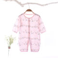 Baby ultra-thin breathable summer long-sleeved printed jumpsuit combed cotton bamboo fiber baby sweatshirt air-conditioned clothing. 