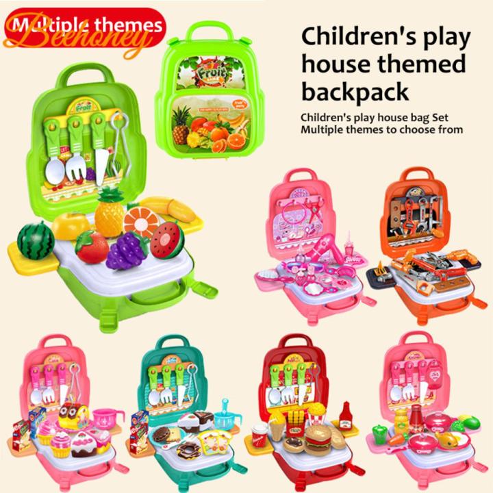 Pretend Play Toys Children Simulation Kitchen Maintenance Tools Multi-functional Intellectual Backpack Toy
