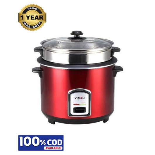 Vision RC-3.0L REL-50-05 SS Red Color Single Pot Rice Cooker (Regular 873396) with Free Delivery