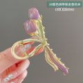 Elegant oil dripping fairy tulip hair clip back of the head hair clip female summer shark clip large high-end hair accessory.