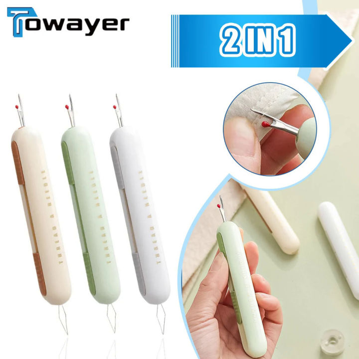 Telescoping Thread Remover 2-in-1 Needle Threader Seam Remover Tool for Sewing Knitting Quilting ...